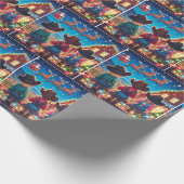 Cowboy Kinder auf Zaun Der Weihnachtsmann fliegt ü Geschenkpapier (Ecke)