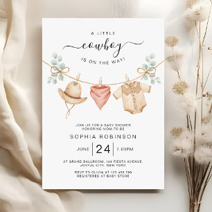 Cowboy-Kleiderleine Wild West Junge Baby-Party Einladung