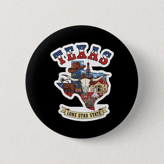Cowboy-Kultur des Bundesstaates Texas Southern Sty Button (Vorderseite)