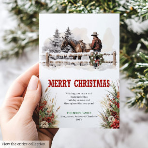 Cowboy-Land-Weihnachtsgrußkarte editierbar Feiertagskarte