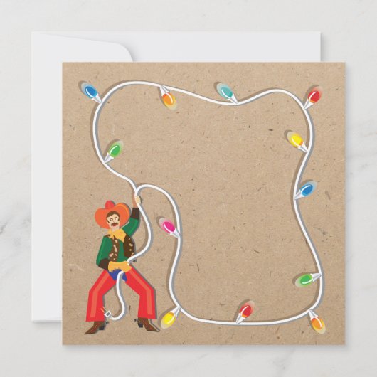 Cowboy Lasso Western Weihnachts-Party Einladung (Rückseite)