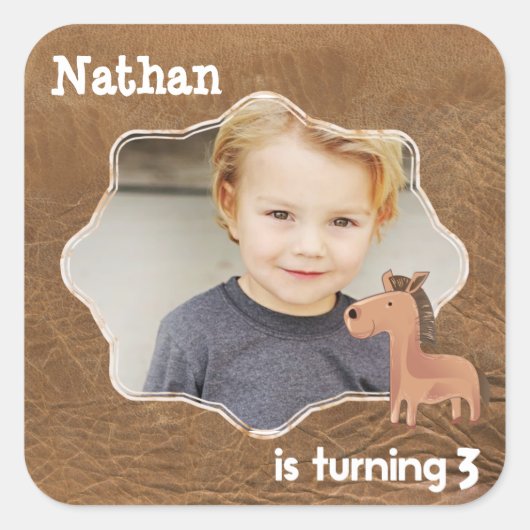 Cowboy Leather mit Pferd Custom Quadratischer Aufkleber (Vorderseite)