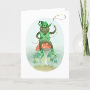 Cowboy Leprechaun Frog St. Patrick's Day Karte