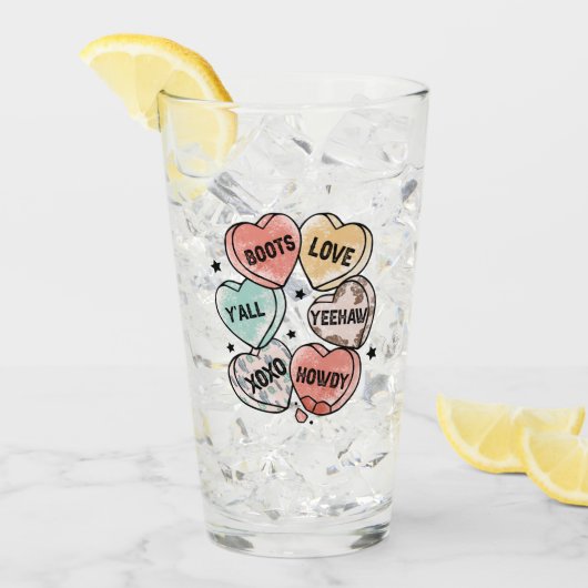 Cowboy Liebe - Western Herz Glas (Vorderseite Ice)