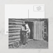 Cowboy liest einen Brief Postkarte (Vorne/Hinten)