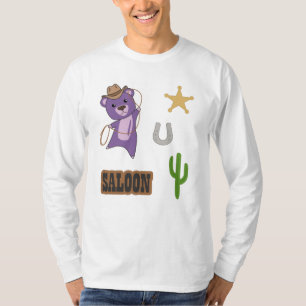 Cowboy Lila Niedlicher Bär Saloon Western T-Shirt