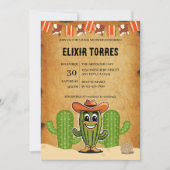 Cowboy Little Cactie Cactus Baby Shower Einladung (Vorderseite)