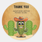 Cowboy Little Cactie Cactus Baby Shower Runder Aufkleber (Vorderseite)