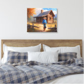 Cowboy Log Kabin Boy's Bedroom Art Leinwanddruck (Insitu (Schlafzimmer))