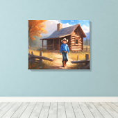 Cowboy Log Kabin Boy's Bedroom Art Leinwanddruck (Insitu (Holzboden))