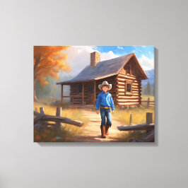 Cowboy Log Kabin Boy's Bedroom Art Leinwanddruck