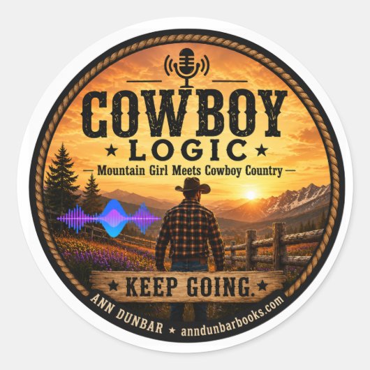 Cowboy-Logik: Weiter Machen Rund Sticker (Vorderseite)