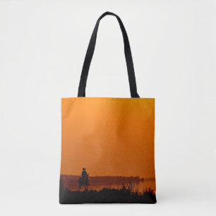 Cowboy Männer reiten bei Sonnenuntergang Vintagen Tasche