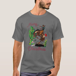 Cowboy Merry Christmas Desert Cactus Lasso Western T-Shirt