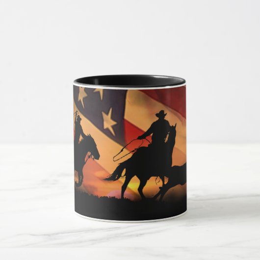 Cowboy mit amerikanischer Flagge Tasse (Zentrum)