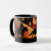 Cowboy mit amerikanischer Flagge Tasse (Vorderseite Links)