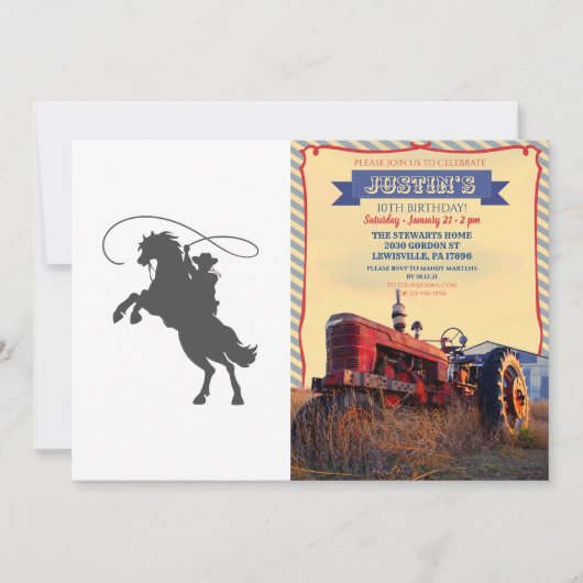 Cowboy mit Brillenreiten aufziehen Einladung (Vorderseite)