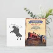 Cowboy mit Brillenreiten aufziehen Einladung (Stehend Vorderseite)