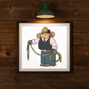 Cowboy mit einem Lasso-Poster Poster