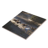 Cowboy mit Herde der Pferde Fliese (Seite)