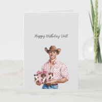 Cowboy mit Hut mit Geburtstagsgeschenk