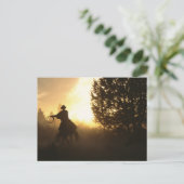 Cowboy mit Lasso in Sunset Postkarte (Stehend Vorderseite)