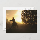Cowboy mit Lasso in Sunset Postkarte (Vorne/Hinten)