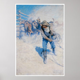 Cowboy mit Pferd, 1904 Poster
