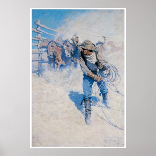 Cowboy mit Pferd, 1904 Poster (Vorne)