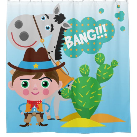 Cowboy mit Pferd Duschvorhang (Vorderseite)