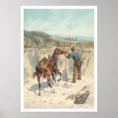 Cowboy mit Pferd in Arroyo.. (1324) Poster (Vorne)