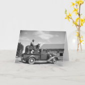 Cowboy mit Pferd in einem LKW Karte (Gelbe Blume)