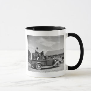 Cowboy mit Pferd in einem LKW Tasse