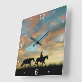 COWBOY MIT PFERD QUADRATISCHE WANDUHR (Winkel)