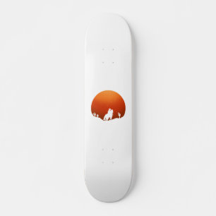 Cowboy mit Pferd Wildwest-Sonnenuntergangslandscha Skateboard