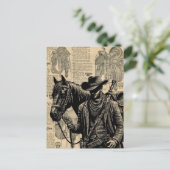 Cowboy mit Pferdesattel Western Art Postkarte (Stehend Vorderseite)