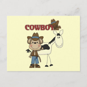 Cowboy mit Pferdeschirmen und Geschenken Postkarte