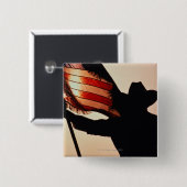 Cowboy mit US Flagge, Silhouette Button (Vorne & Hinten)