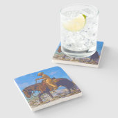 Cowboy montiert steinuntersetzer (Seitenansicht)