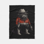 Cowboy Mops Dog Funny Western Outfit Red Mops Cowb Fleecedecke (Vorderseite)