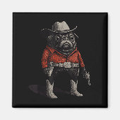 Cowboy Mops Dog Funny Western Outfit Red Mops Cowb Magnet (Vorne)