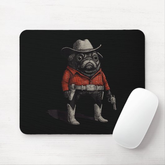 Cowboy Mops Dog Funny Western Outfit Red Mops Cowb Mousepad (Mit Mouse)
