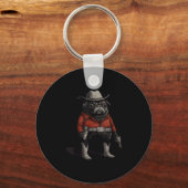 Cowboy Mops Dog Funny Western Outfit Red Mops Cowb Schlüsselanhänger (Vorderseite)