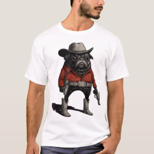Cowboy Mops Dog Western Outfit Red Mops Cowboy T-Shirt