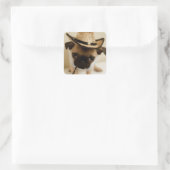 Cowboy-Mops-Welpe Quadratischer Aufkleber (Tasche)