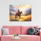 Cowboy Mountain Horseback Boy's Bedroom Art Leinwanddruck (Insitu (Wohnzimmer))