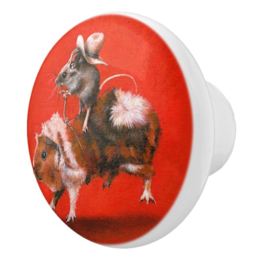 Cowboy Mouse Riding Guinea Schweineknopf Keramik Keramikknauf (Rechts)