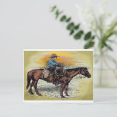 Cowboy n Sunset Postkarte (Stehend Vorderseite)