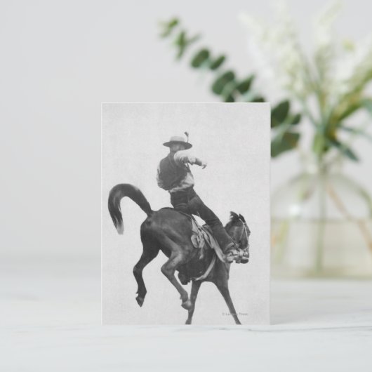 Cowboy Ned Coy Riding Bronco Postkarte (Stehend Vorderseite)