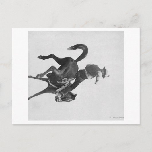 Cowboy Ned Coy Riding Bucking Bronco Postkarte (Vorderseite)